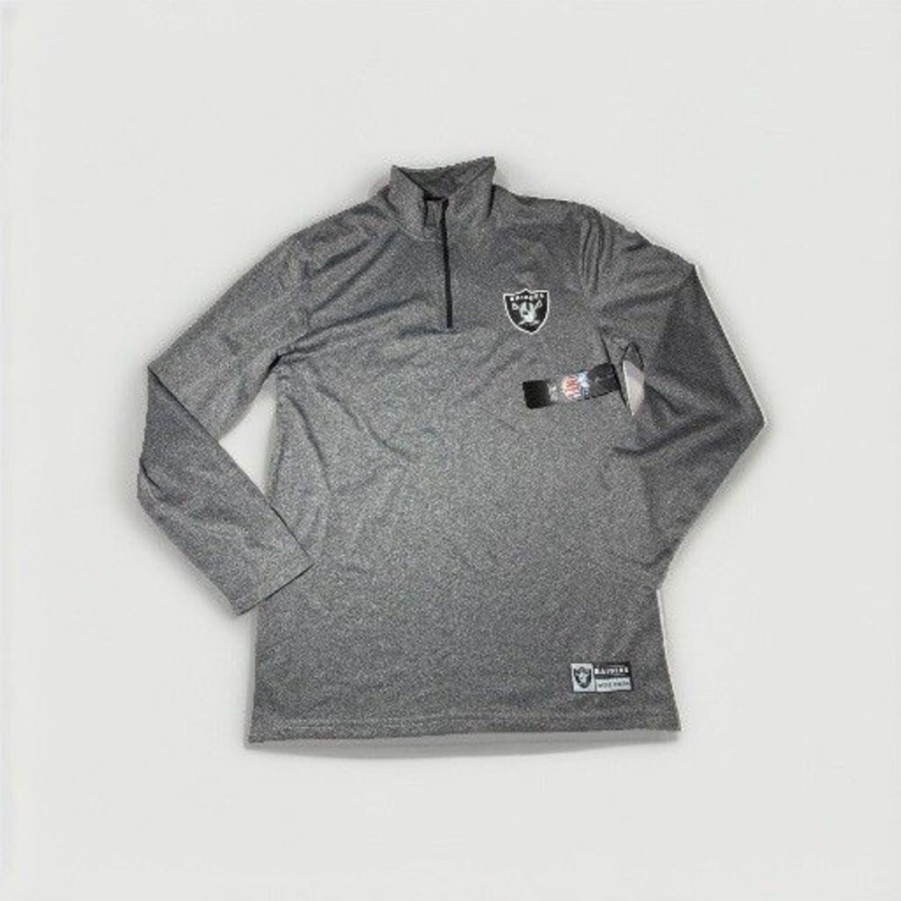 NWT Las Vegas Raiders NFL Team Apparel 1/4 Zip Pullover Men’s Small Gray
